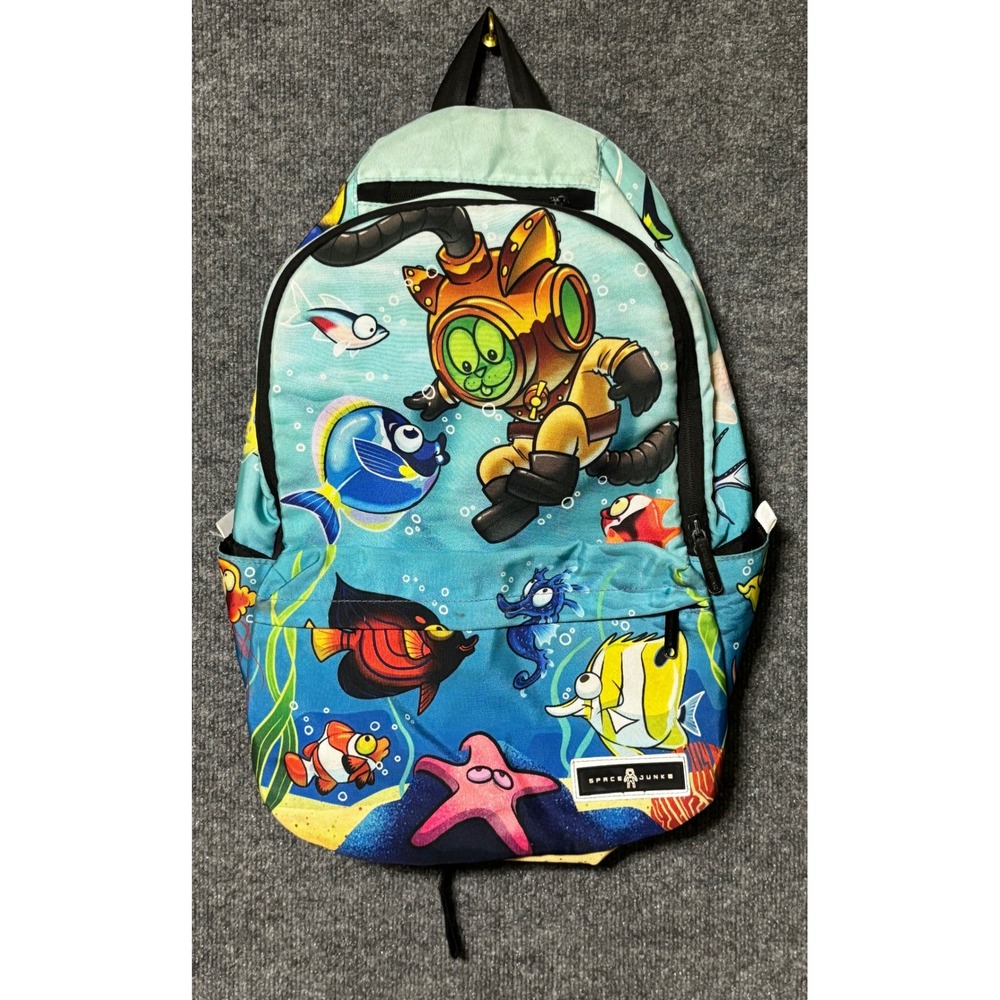 Space Junk Backpack Fun Diver Fish Underwater Graphic‎ Print Large